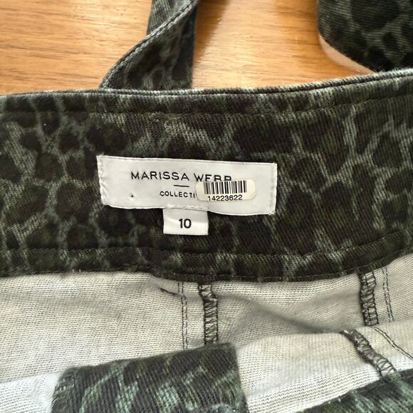 Marissa Webb Skirt Size 10 Denim Cargo Mini Belted Green Leopard Print - Picture 12 of 13
